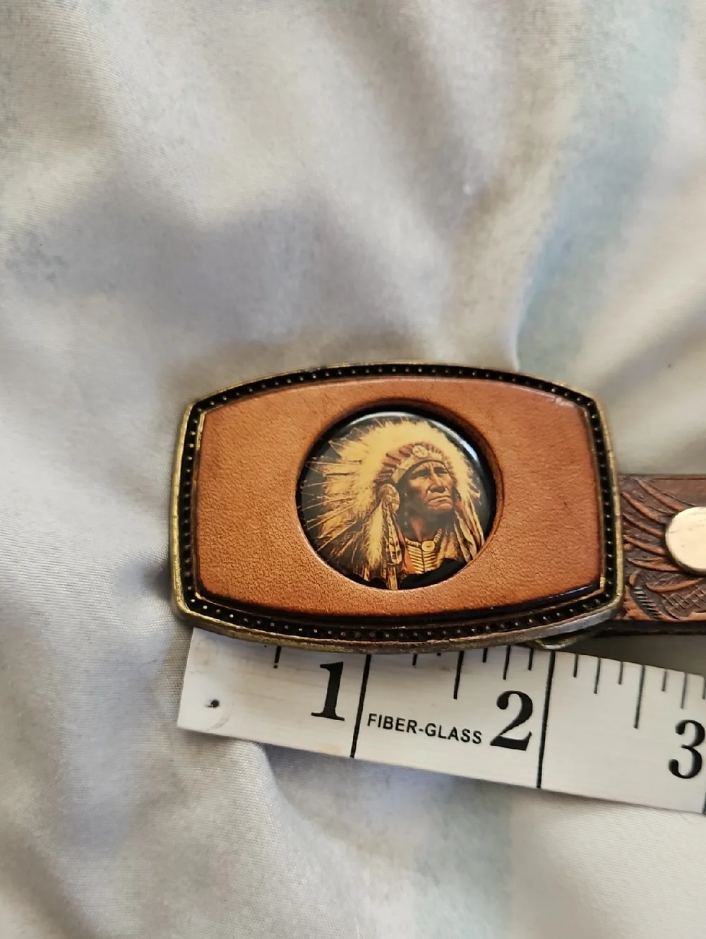 Vintage Western Indian Chief Eagle Leather Childs Belt 26